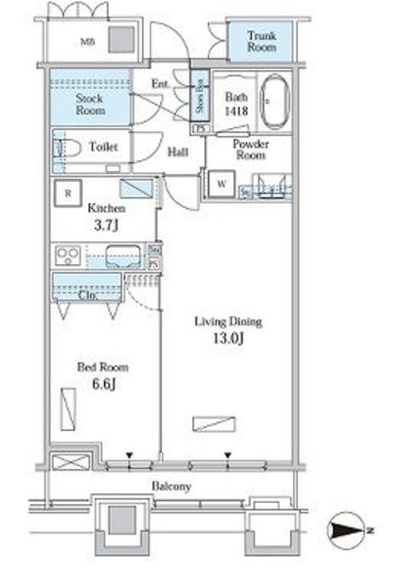 モメント汐留　1805号室　間取り