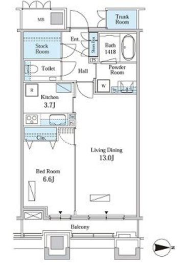 モメント汐留　1905号室　間取り