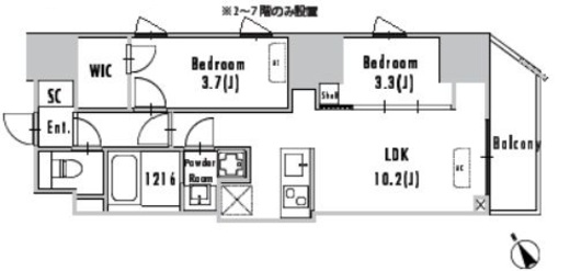 GRAN PASEO蔵前Ⅱ (グランパセオ蔵前Ⅱ)　1102号室　間取り