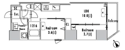 GRAN PASEO蔵前Ⅱ (グランパセオ蔵前Ⅱ)　601号室　間取り