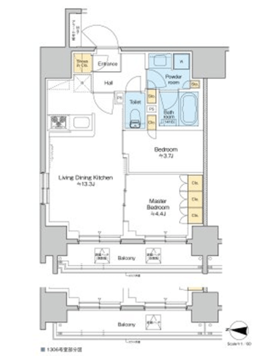 プラウドフラット錦糸町ウエスト　1306号室　間取り