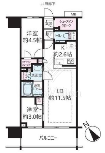クレヴィア上野入谷　402号室　間取り