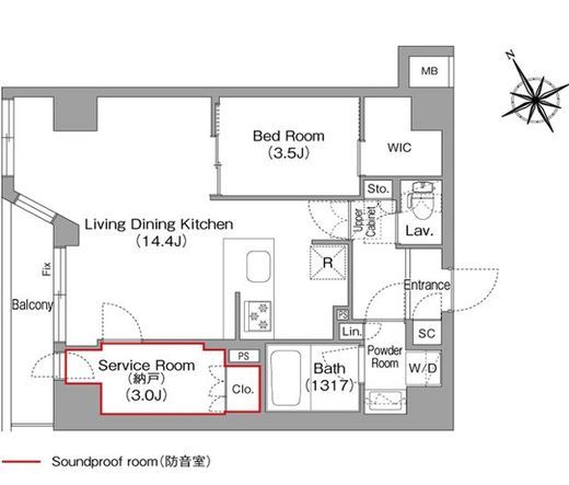 コンフォリア・リヴ平井MUTIO　102号室　間取り