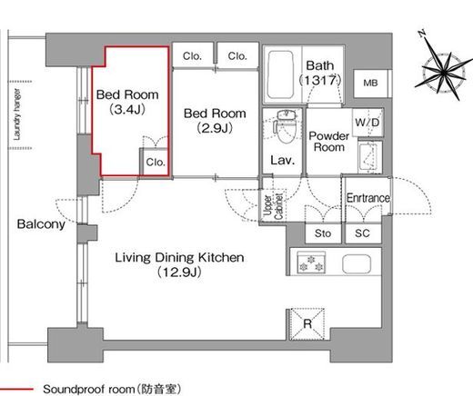 コンフォリア・リヴ平井MUTIO　604号室　間取り