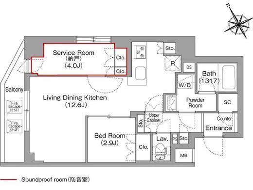 コンフォリア・リヴ平井MUTIO　401号室　間取り