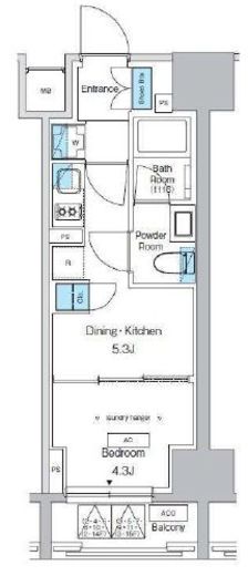 プレディアコート錦糸町スカイビュー　1403号室　間取り