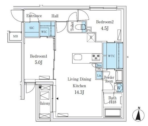 SOLASIAresidence亀戸 (ソラシアレジデンス亀戸)　505号室　間取り