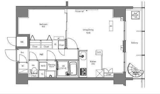プラウドフラット隅田リバーサイド　402号室　間取り