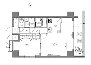 プラウドフラット隅田リバーサイド　404号室　間取り