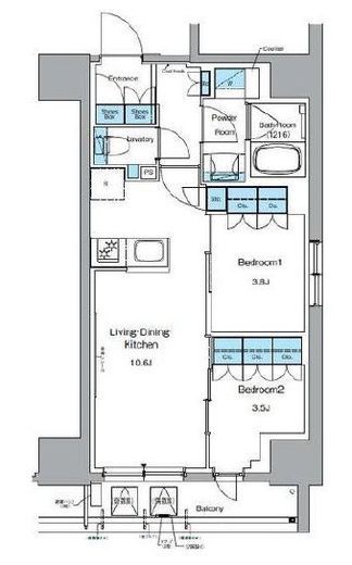 ルフォンプログレ上野御徒町　1303号室　間取り