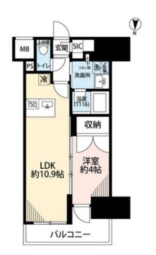 プレール・ドゥーク亀戸Ⅵ　906号室　間取り