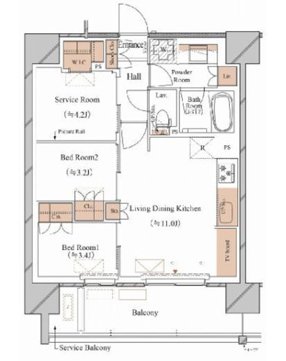 ブランシエスタ木場　1004号室　間取り