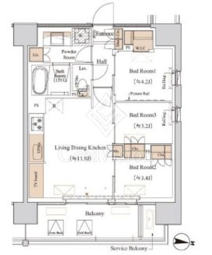 ブランシエスタ木場　811号室　間取り