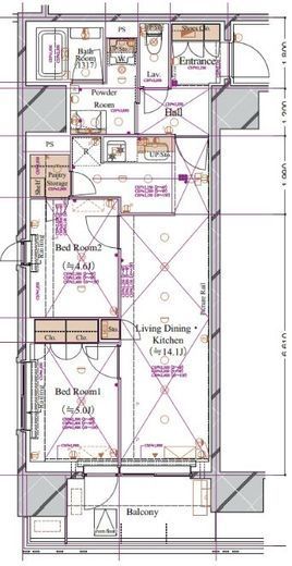 ブランシエスタ浅草蔵前　1404号室　間取り