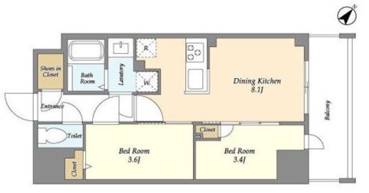 Augusta Residence新小岩　1102号室　間取り
