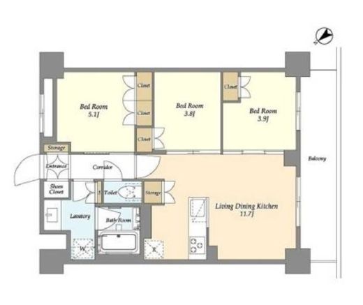 グランカーサ瑞江　207号室　間取り
