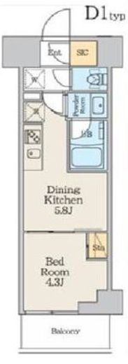 クレストコート本所吾妻橋North　606号室　間取り