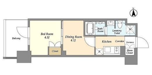 ジオエント上野稲荷町　1002号室　間取り