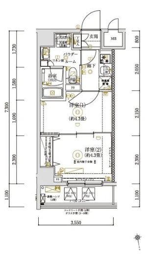 ガリシア亀戸　402号室　間取り