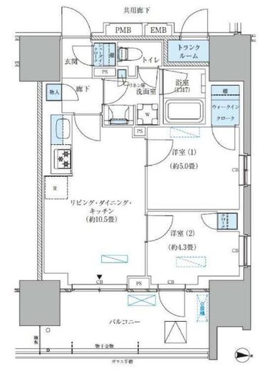 パークアクシス西大島コンフォートスクエア　1413号室　間取り