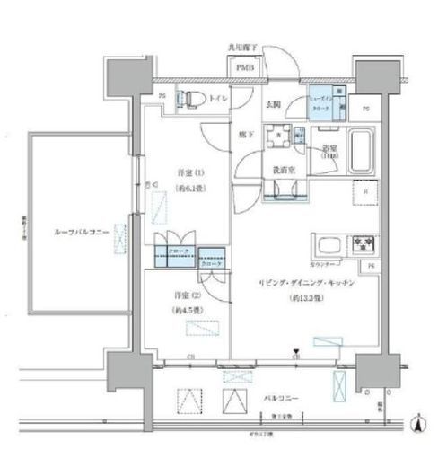 パークアクシス西大島コンフォートスクエア　1301号室　間取り
