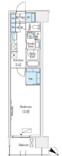 ロイヤルパークス有明　1239号室　間取り