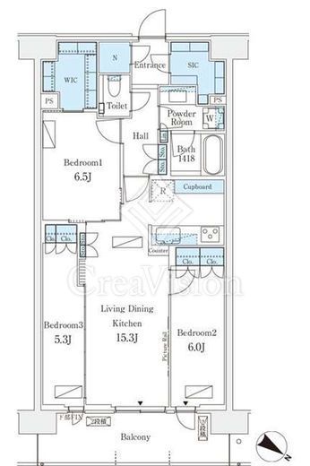 ロイヤルパークス有明　1511号室　間取り