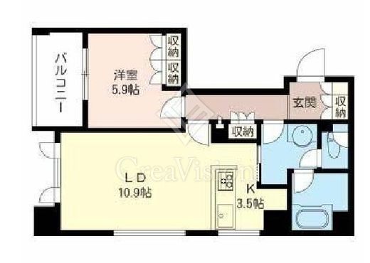 プライムメゾン銀座イースト　1401号室　間取り