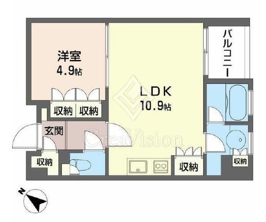プライムメゾン銀座イースト　1309号室　間取り