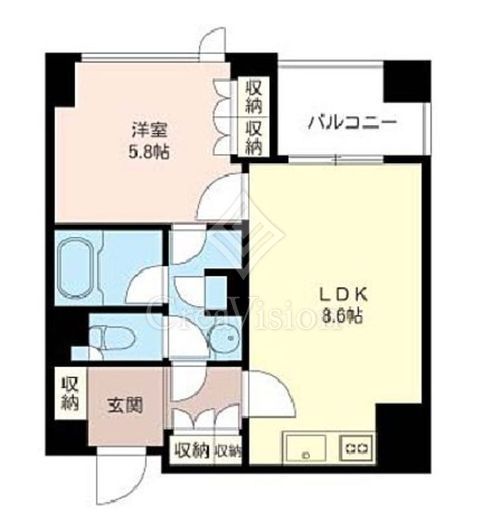 プライムメゾン銀座イースト　1406号室　間取り