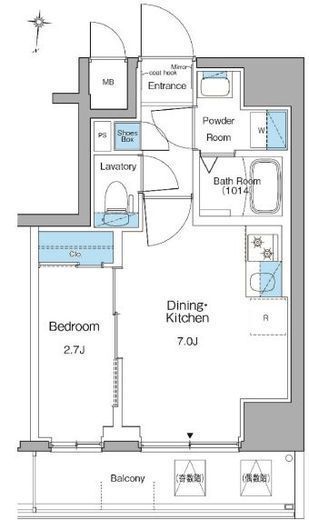 ルフォンリヴェント清澄白河　711号室　間取り