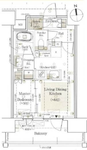パークホームズ浅草橋　7F1号室　間取り