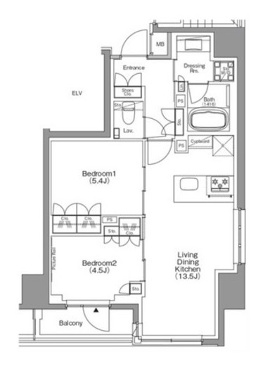 ザ・パークハビオ本所吾妻橋　201号室　間取り