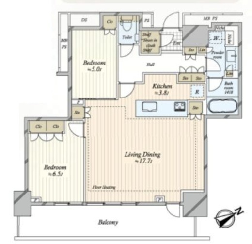 プラウドタワー小岩フロント　3206号室　間取り