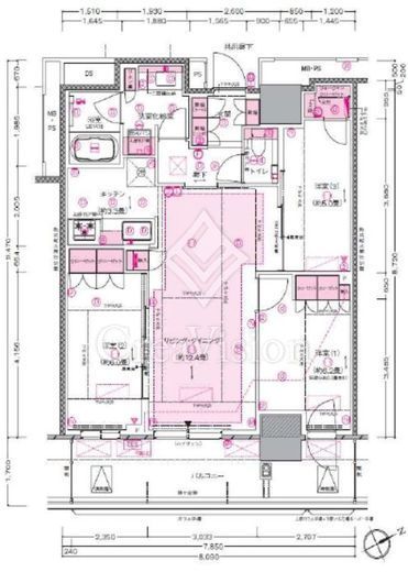 プラウドタワー小岩フロント　26F1号室　間取り