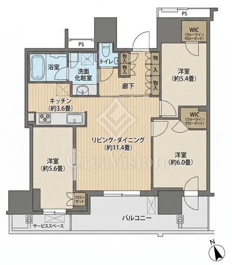 プラウドタワー小岩フロント　6F1号室　間取り