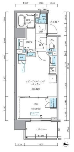パークアクシス新大橋　1103号室　間取り