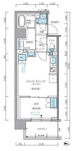 パークアクシス新大橋　403号室　間取り