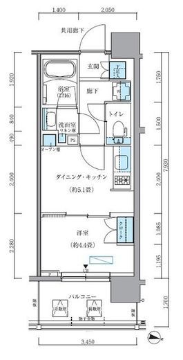 パークアクシス新大橋　802号室　間取り