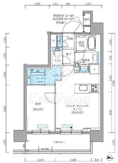 パークアクシス新大橋　1201号室　間取り