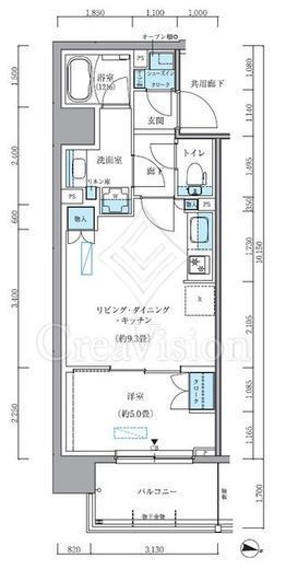 パークアクシス新大橋　1203号室　間取り