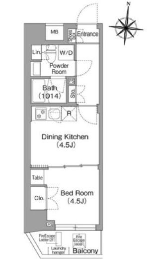 コンフォリア・リヴ木場EASTⅡ　401号室　間取り
