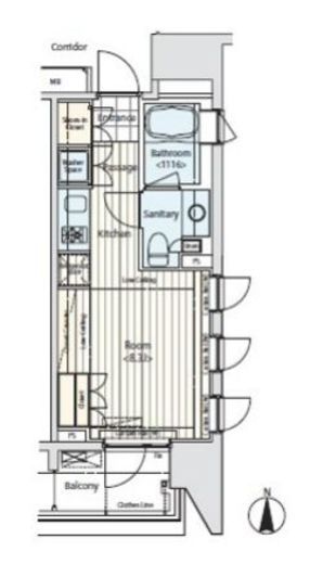 イプセ蒲田　703号室　間取り