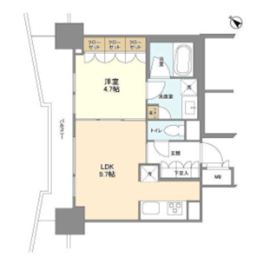 LaSante五反田　1402号室　間取り