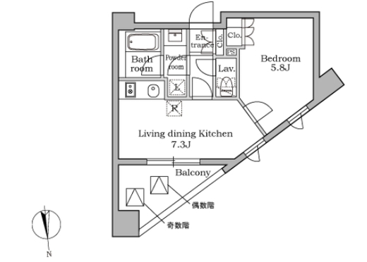 レジディア三軒茶屋　701号室　間取り