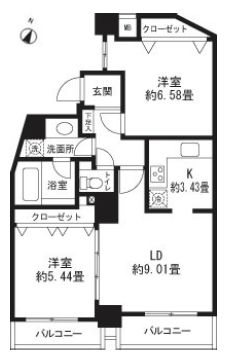 レジディア三軒茶屋Ⅱ　602号室　間取り