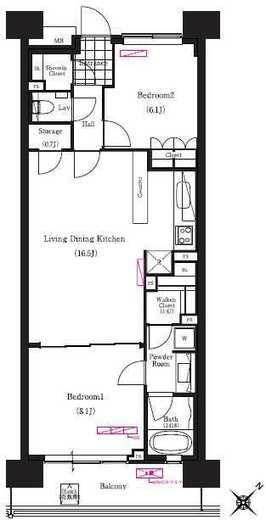 ブリリアイスト三軒茶屋アイビーテラス　808号室　間取り