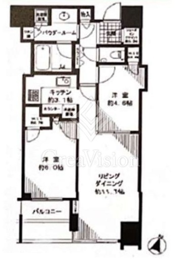 大崎ウエストシティタワーズ イースト　17F3号室　間取り