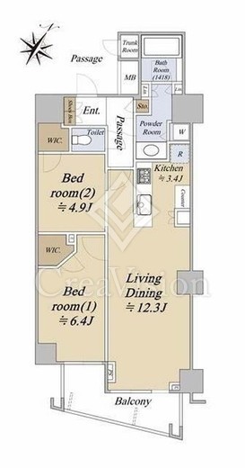 大崎ウエストシティタワーズ イースト　1F1号室　間取り