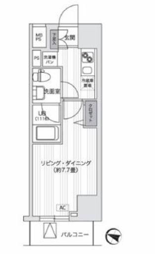 プライマル五反田　703号室　間取り